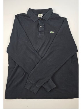 Lacoste Men’s XXL Size 7 Long Sleeve Polo Shirt Black Pique Crocodile Logo